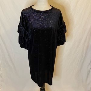 H&M black velour multicolor sparkle dress M